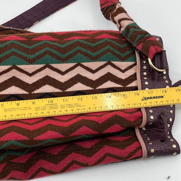 Free People Zola Tapestry Sling Bag, Crossbody Chevron Striped Boho Studded, 19" - Picture 9 of 11